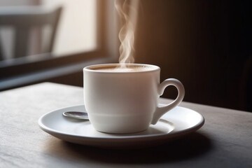 Cup of hot drink on the table