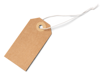 Blank tag tied with string. Price tag, gift tag, sale tag, address label
