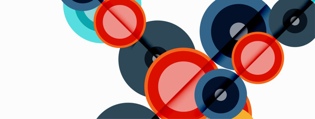 Circles with shadows trendy minimal geometric composition abstract background