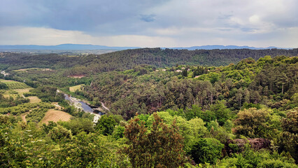 Fototapeta na wymiar view of the countryside and the river, Ardèche