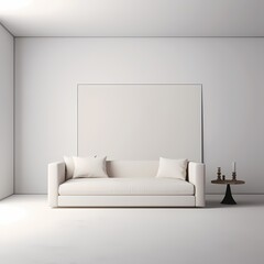 blank frame mockup beige living room 3d blender generated ai