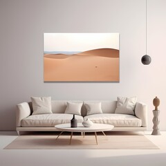 blank frame mockup beige living room 3d blender generated ai