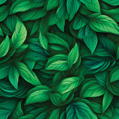 Fototapeta na wymiar 3D Green Leaves Nature Concept. Seamless pattern. Created with Generative AI technology.