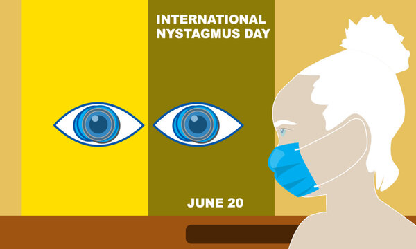 an albino girl wearing a health mask with a picture of 2 eyes with Nystagmus commemorating International Nystagmus Day on june 20
