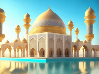Arabic mosque Islamic architecture, Generative AI Illustration.