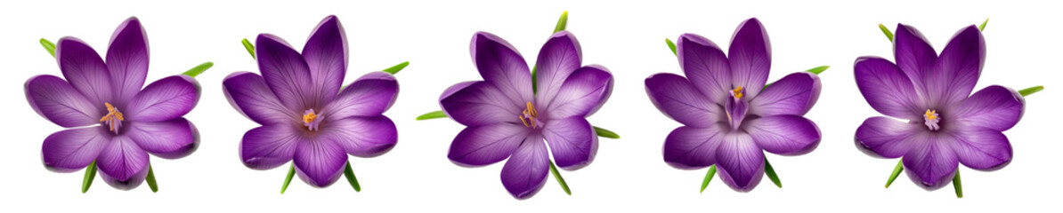 illustrations set of isolated crocus flowers. Created with Generative AI	
