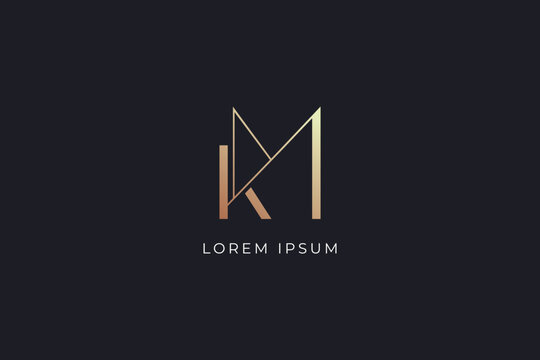 MK letter fashion brand design modern style creative golden wordmark design typography illustration, km logo design, km luxury, mk luxury, km initials