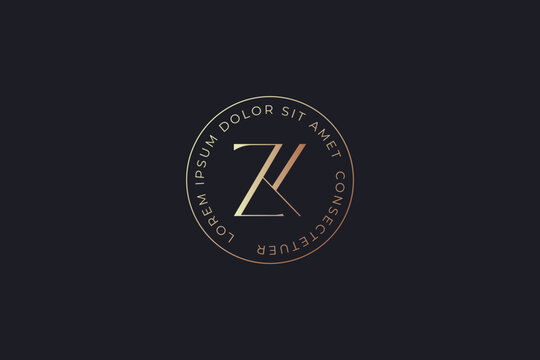 zK letter fashion brand monogram design modern style creative golden wordmark design typography illustration, zk, zk luxury, zk creative 