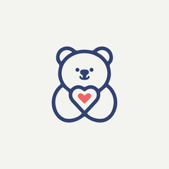 Fototapeta premium Teddy Bear cartoon line icon