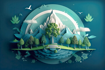 Paper cut , World environment and earth day concep , Happy Earth Day April 22 Save the Earth for environmental protection , Created with generative AI