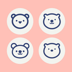 Teddy Bear cartoon line icon collection