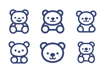 Teddy Bear cartoon line icon collection