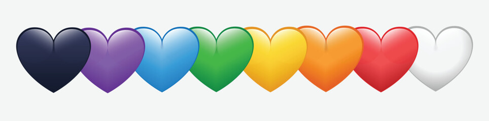 Collection of heart colorful vector set Isolated on White Background, Love Symbol. Valentine's Day