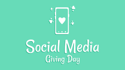 Social Media Giving Day with smartphone and heart icon in flat design