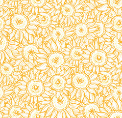 Fototapeta na wymiar Sunflowers seamless pattern on white background EPS 10