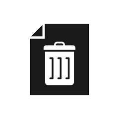 Paper and trash can. Delete file, remove document icon flat style isolated on white background. Vector illustration