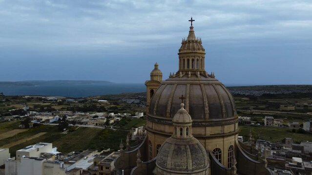 Roman Catholic parish church, Mother Mary Nativity symbol, beautiful architecture style in southern Europe Mediterranean Sea island of Malta. The Basilica of the Nativity of Our Lady 