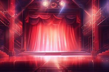 ステージのカーテン,Generative AI AI画像
