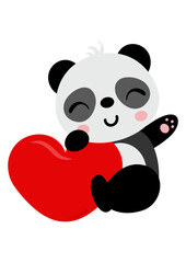Adorable panda with red heart