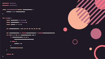 Minimal style Music Coding Line Illustration with Circle Palette