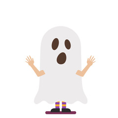 Boy dressed in ghost costume