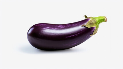 Isolated, shiny purple Eggplant on white