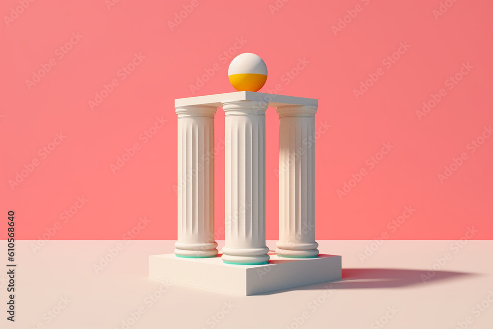 Poster a minimalist sculpture inspired by greek columns, featuring clean geometric shapes and a monochromat