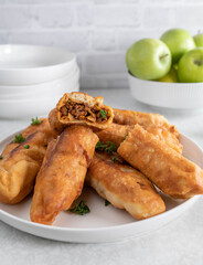 Meat pockets with ground beef and cabbage filling