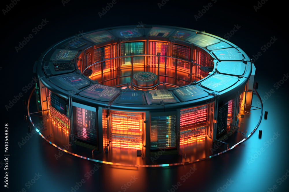 Poster  database server as a central hub, connecting various devices and applications, symbolizing the backbone of digital infrastructure.  Generative AI technology.