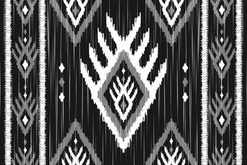 Ethnic ikat seamless pattern in tribal. Aztec geometric ethnic ornament print. Ikat pattern style. Design for background, wallpaper, illustration, fabric, clothing, carpet, textile, batik, embroidery.