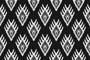 Fabric ikat pattern art. Ethnic seamless pattern traditional. American, Mexican style. Design for background, wallpaper, illustration, fabric, clothing, carpet, textile, batik, embroidery.