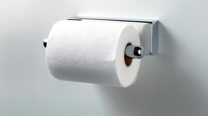 Toilet Paper Holder with roll of toilet paper on white