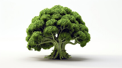 Isolated, bright green Broccoli on white