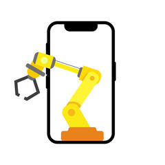 mobile phone vector icon. icin smartphone technology development. industrial clamping machine for design elements