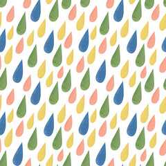 Colored raindrops watercolor illustration, seamless pattern.