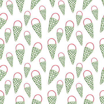 Ice cream watercolor illustration, seamless pattern.