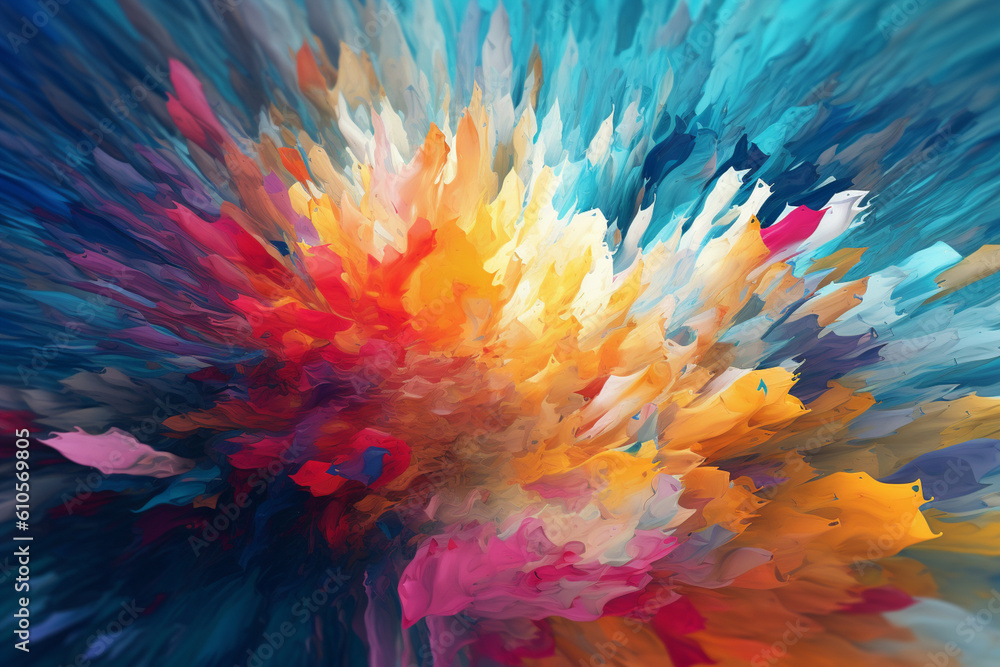 Poster A series of abstract digital paintings created using software and algorithms, exploring the intersection of technology and art in the context of Abstract Expressionism.  Generative AI technology.