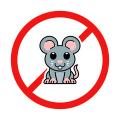No Mouse Sign on White Background
