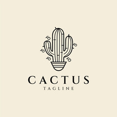 Cactus vintage logo design vector illustration