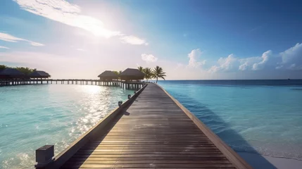 Fotobehang Grand View Of Maldives During a Beautiful Day Generative AI © Fauzan