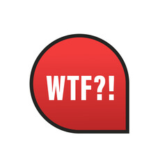 Simple wtf icon in red speech bubble. Concept of exclaim with negative conversation or aggressive astonishment. flat style trend modern logo graphic art design. Vector illustration