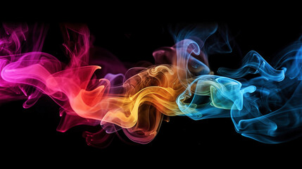 Ai generative.  Colorful smoke on black