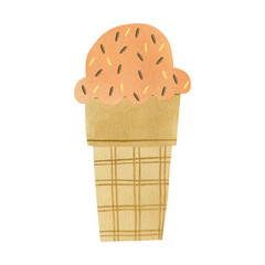 Ice cream isolated watercolor illustrations on white background.