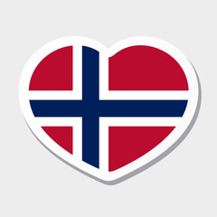 Obraz premium Flag of Norway icon. Vector heart sticker. Best for mobile apps, UI and web design.