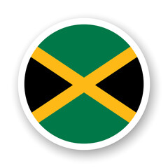 Flag of Jamaica flat icon. Round vector element with shadow underneath. Best for mobile apps, UI and web design.