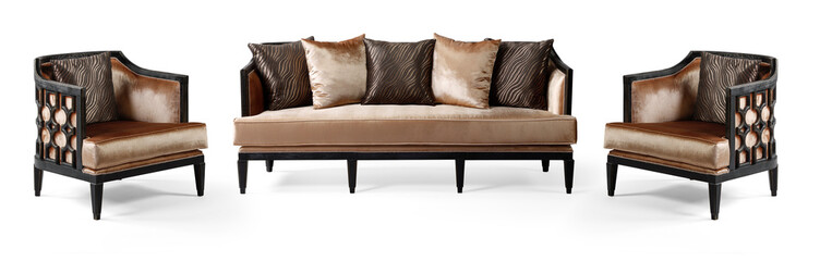 Classic furniture set isolated on white background . Set of Luxury sofa and armchair