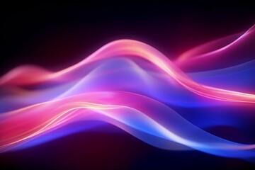 Abstract futuristic background with pink blue glowing neon moving wave lines. Digital art