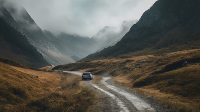 Car on road in mountains