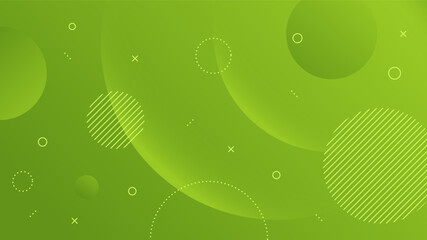 Modern Abstract Background with Motion Round Circle Wave Retro Memphis and Green Gradient Color