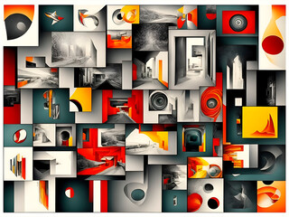 modernist collage combining different visual elements.